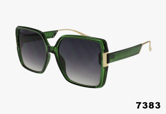 green Wholesale Fashion Square Metal Temple Sunglasses