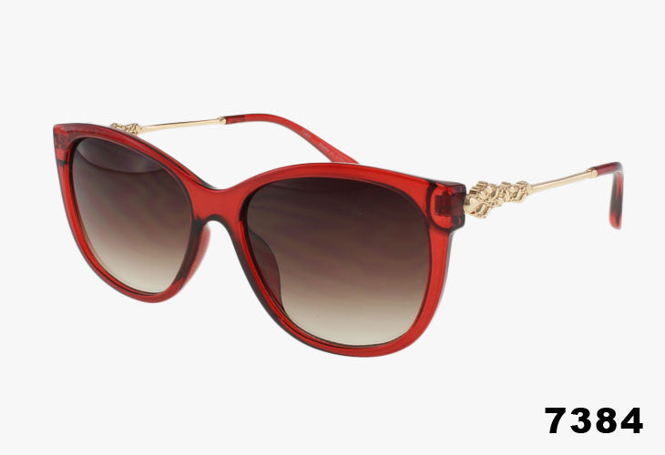 red Wholesale Luxury Cat Eye Floral Temple Sunglasses