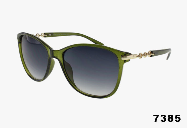 Green sunglasses with a gradient lens on a white background