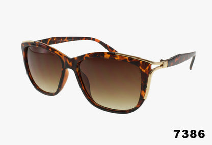 Fashion Metal Trim Cat Eye Wholesale Sunglasses in tortoise with gradient lenses, stylish and trendy design.
