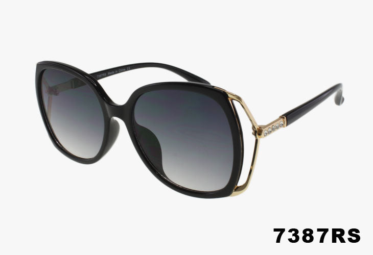 7387RS - Wholesale Fashion Rhinestone Split Temple Sunglasses