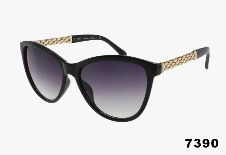 7390 - Fashion Metal Link Temple Wholesale Sunglasses