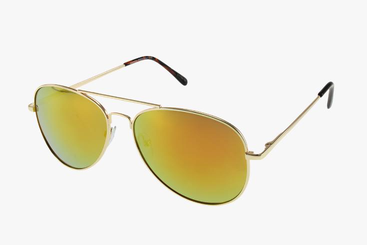 yellow mirror Wholesale Classic Spring Hinge Metal Aviator Mirror Sunglasses