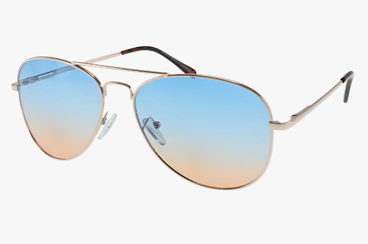 blue tan Wholesale Classic Spring Hinge Metal Aviator Ombre Sunglasses