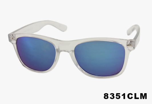 blue Wholesale Classic Rectangular Clear Frame Mirror Sunglasses