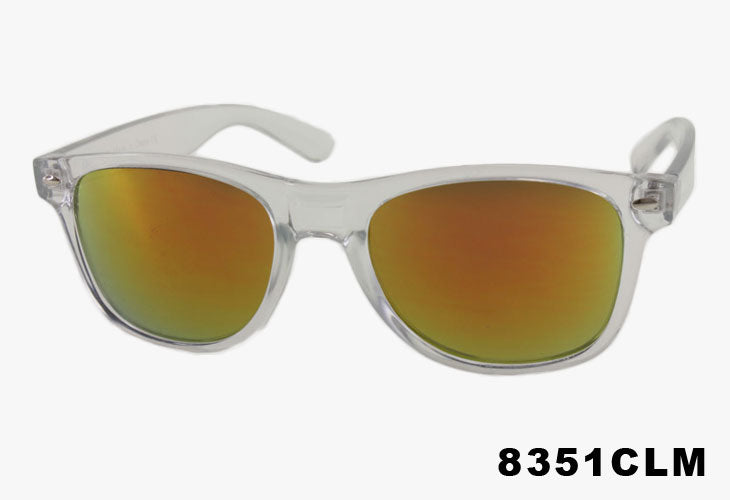 red Wholesale Classic Rectangular Clear Frame Mirror Sunglasses