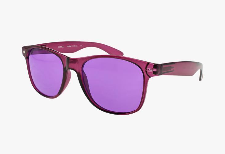 purple Classic Flex Hinge Rectangular Color Lens Wholesale Sunglasses