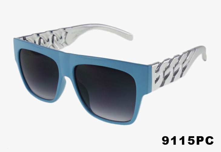 blue Wholesale Fashion Flat Top Chain Link Sunglasses