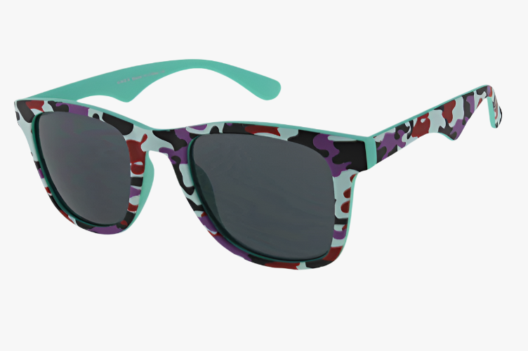 teal Wholesale Square Framed Camo Print Sunglasses