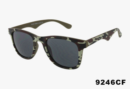 green Wholesale Square Framed Camo Print Sunglasses