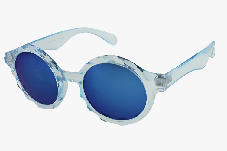 blue mirror Wholesale Fashion Round Embossed Color Sunglasses