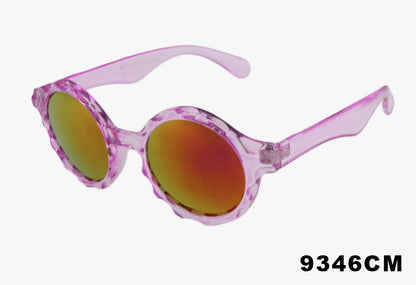 pink Wholesale Fashion Round Embossed Color Sunglasses