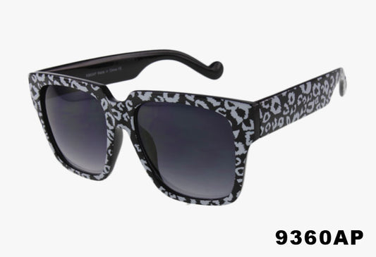 black Large Fashion Squared Framed Printed Wholesale Sunglasses