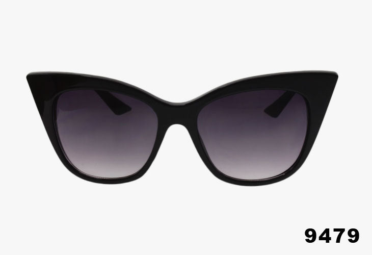 front view black Wholesale Fashion Exaggerated Cat Eye Sunglasses