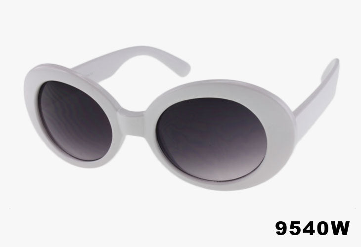 Wholesale Fashion Medium Oval White Frame Sunglasses