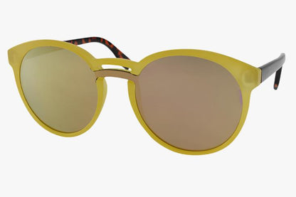 yellow Wholesale Round Single Piece Mirror Lens Sunglasses