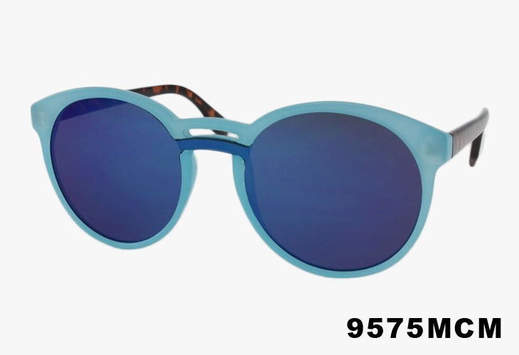 blue Wholesale Round Single Piece Mirror Lens Sunglasses