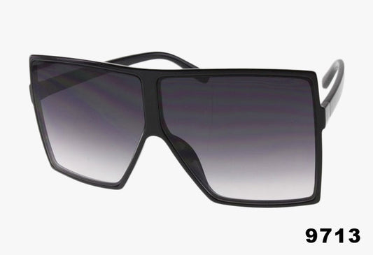 black Large Rectangle Flat Top Wholesale Sunglasses