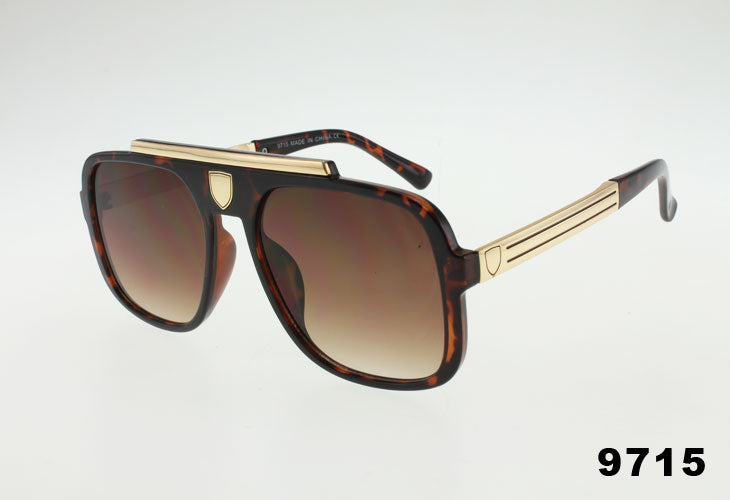 brown Wholesale Retro Pilot Aviator Metal Temple Sunglasses