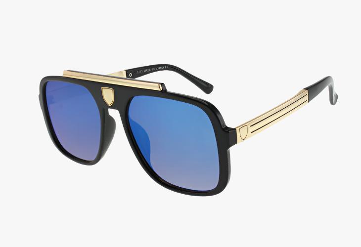 blue mirror Wholesale Retro Pilot Aviator Metal Temple Sunglasses