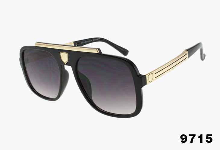 black gradient Wholesale Retro Pilot Aviator Metal Temple Sunglasses