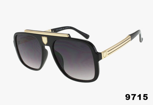 black gradient Wholesale Retro Pilot Aviator Metal Temple Sunglasses