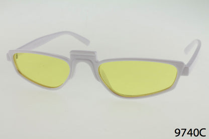 yellow Wholesale Slim Skinny Rectangular Color Sunglasses