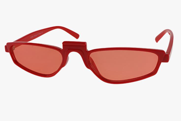 red Wholesale Slim Skinny Rectangular Color Sunglasses