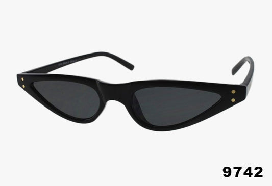 black Wholesale Slim Thin Frame Cat Eye Sunglasses