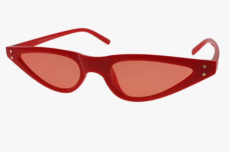 red Wholesale Slim Thin Frame Cat Eye Color Sunglasses