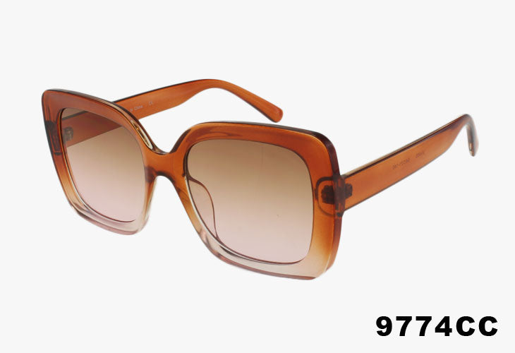 brown gradient Wholesale Large Framed Rectangle Gradient Sunglasses