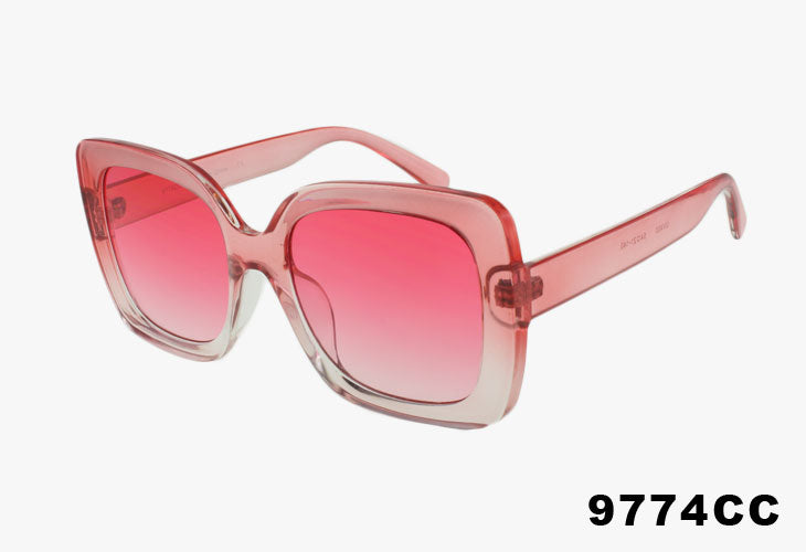 pink gradient Wholesale Large Framed Rectangle Gradient Sunglasses