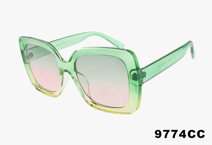 green gradient Wholesale Large Framed Rectangle Gradient Sunglasses