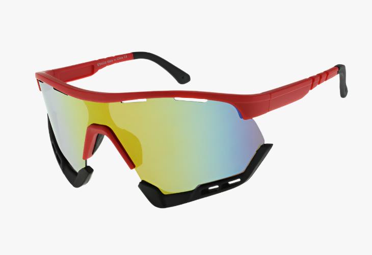 red Wholesale One Piece Lens Sport Shield Sunglasses