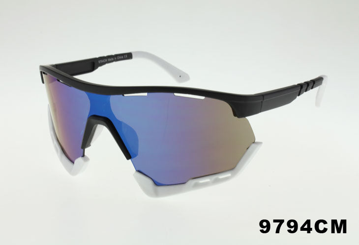 black and white Wholesale One Piece Lens Sport Shield Sunglasses