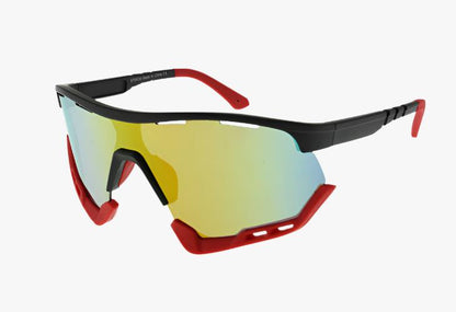 black and red Wholesale One Piece Lens Sport Shield Sunglasses