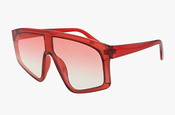 red Wholesale Fashion Curved Shield Sunglasses