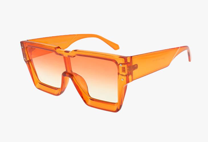 orange Wholesale Flat Lens Concave Shield Sunglasses