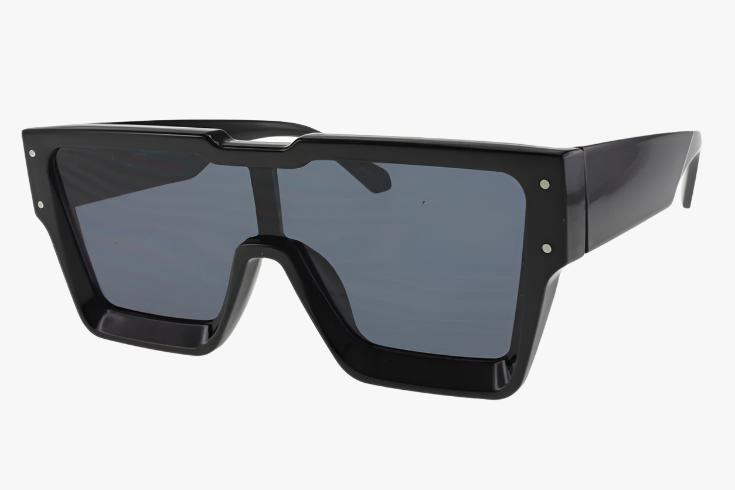 black Wholesale Flat Lens Concave Shield Sunglasses