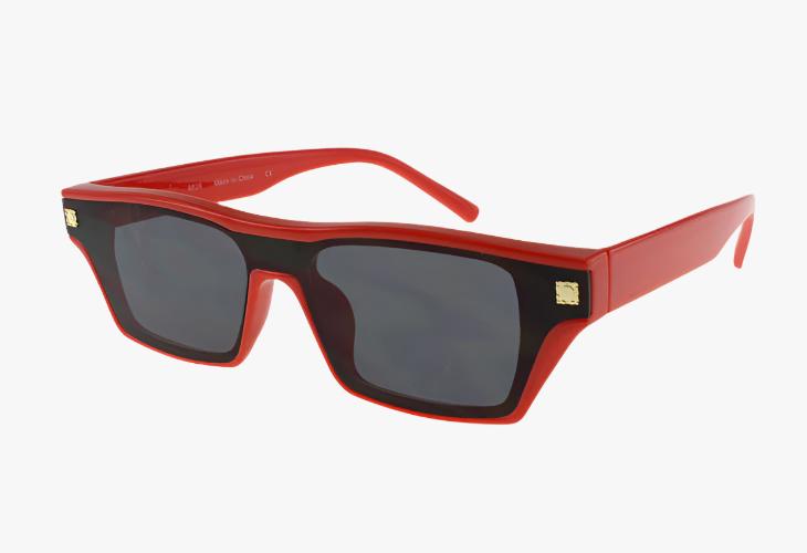 red Medium Rectangle Single Lens Frame Sunglasses