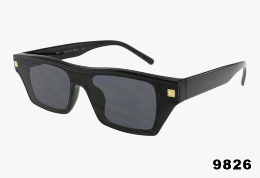 black Medium Rectangle Single Lens Frame Sunglasses