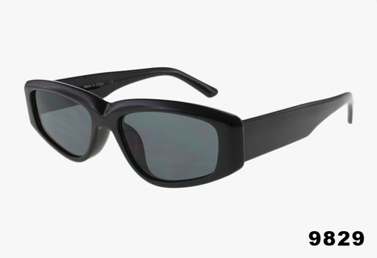 black Medium Rectangle Angular Frame Sunglasses