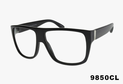 black Classic Rectangle Flat Top Wholesale Clear Lens Glasses