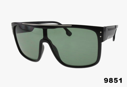 green Wholesale Fashion Top Bar Shield Sunglasses