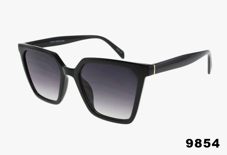 black Classic Wholesale Squared Sunglasses with Gold Accents