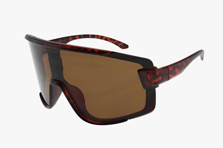 brown Wholesale Large Wrap Shield Sport Sunglasses