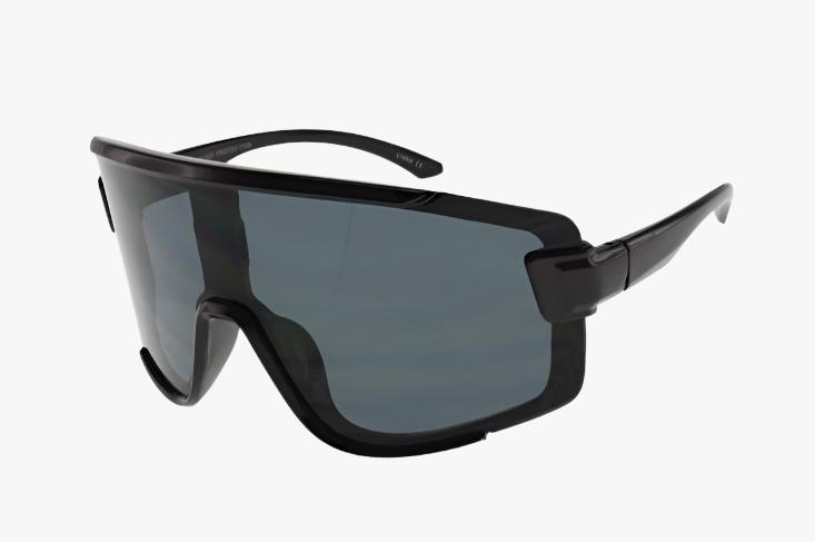 black frame Wholesale Large Wrap Shield Sport Sunglasses