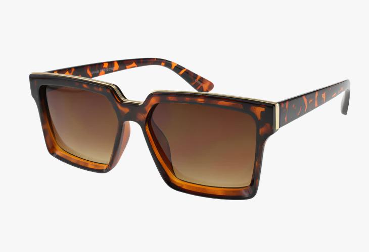 tortoise Wholesale Luxury Fashion Square Inlay Sunglasses