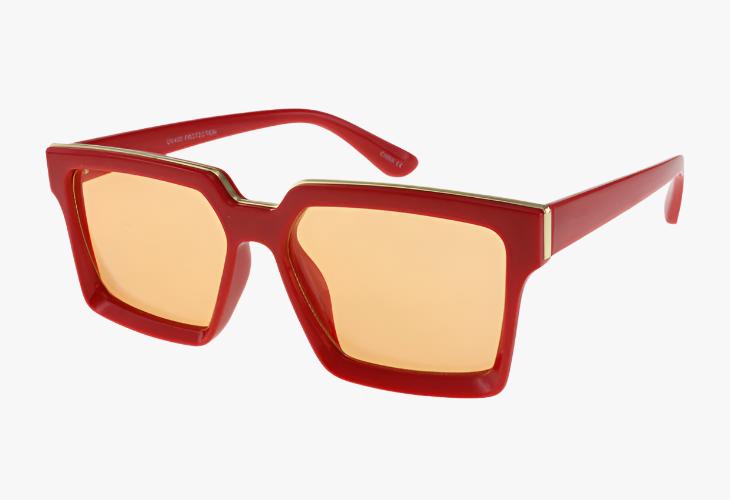 red Wholesale Luxury Fashion Square Inlay Color Sunglasses