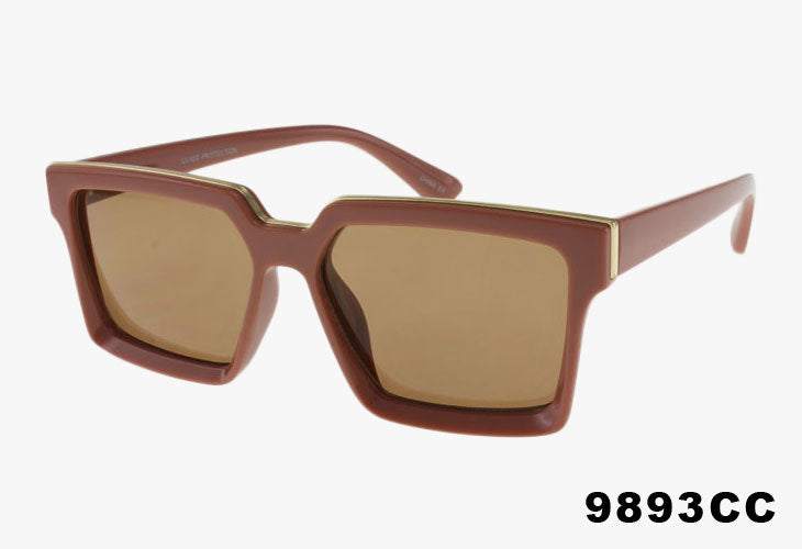 brown Wholesale Luxury Fashion Square Inlay Color Sunglasses